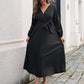 🎀Heißer Weihnachtsverkauf🎀Langes plissiertes Wickelkleid mit Bindegürtel für Damen