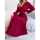 🎀Heißer Weihnachtsverkauf🎀Langes plissiertes Wickelkleid mit Bindegürtel für Damen