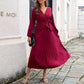 🎀Heißer Weihnachtsverkauf🎀Langes plissiertes Wickelkleid mit Bindegürtel für Damen