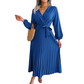🎀Heißer Weihnachtsverkauf🎀Langes plissiertes Wickelkleid mit Bindegürtel für Damen