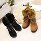 Frauen Plüsch Reißverschluss Chunky Heel Ankle Boots