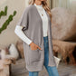 🎁✨Heißer Verkauf🔥Lange, einfarbige, vorne offene Jacke für Frauen mit Taschen