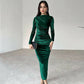 💟Modisches, einfarbiges, langärmliges, schmales Kleid für Damen