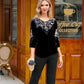 ✨ Elegantes 2-teiliges Samt-Set mit Kristallverzierungen | Perfekt für Büro, Abendessen & Feiern | Atmungsaktiv & Bequem | In Übergrößen XL-4XL verfügbar 👗💎