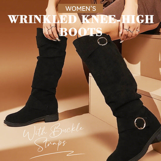 🔥Begrenzte Stückzahl verfügbar 50 % Rabatt🔥Damenstiefel mit Knickeleder und Schnallenriemen