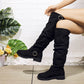 🔥Begrenzte Stückzahl verfügbar 50 % Rabatt🔥Damenstiefel mit Knickeleder und Schnallenriemen