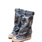 💗Begrenzte Stückzahl verfügbar 50 % Rabatt💗Flache Retro-Stiefel aus Canvas mit mittlerem Schaft für Damen