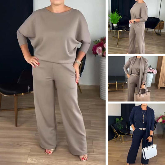 🔥Begrenzte Stückzahl verfügbar 50 % Rabatt🔥Elegantes 3-teiliges Set aus Longline-Cardigan, Top und Hose